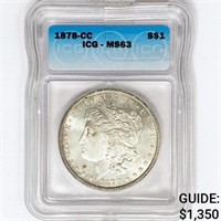 1878-CC Morgan Silver Dollar ICG MS63