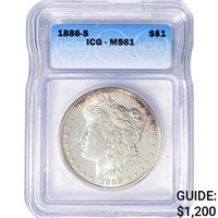 1886-S Morgan Silver Dollar ICG MS61