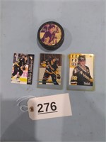 Mario Lemieux Cards and Hockey Puck