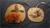 Set of Two Sand Dollar with Hummingbirds