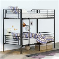 mecor Metal Bunk Bed Twin Over Twin, Black
