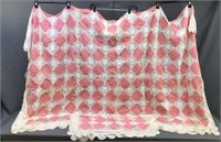 Vintage Lace Linens W/ Pink Fabric *read*