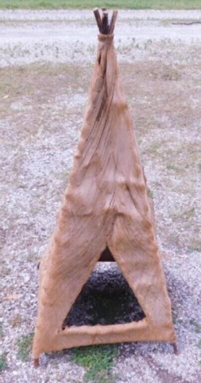 Stretched bark Native American Indian teepee, 34"