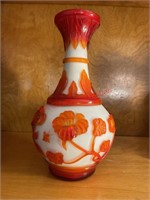 Antique Cameo Glass Chinese Pecking Vase (living