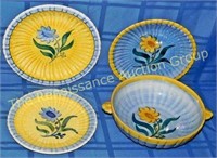 4 Pcs. Stangl Blue Ribbon, Sunflower Patterns