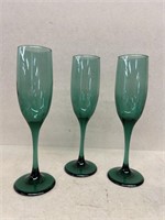 Green stemware glasses