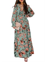 P3904  SHEWIN Bohemian Floral Maxi Dress M