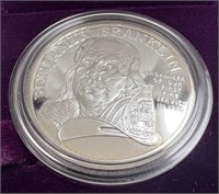 Ben Franklin Firefighters Silver Medal .999 Silver