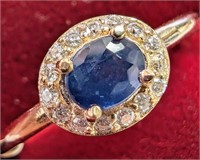 $1600 10K  Sapphire 0.4Ct & Dia 0.12Ct Ring