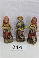 Homco Man/Farmer Porcelain Figurines (3)