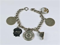 Vintage Sterling Silver Charm Bracelet, 1.23 OZT