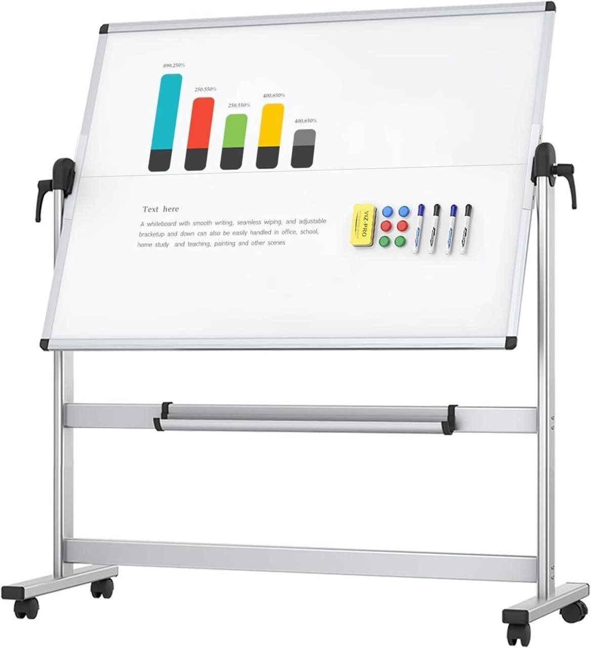 48"X36" VIZ-PRO Double-Sided Mobile Whiteboard