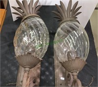 Set of two wired outdoor pineapple lamps.