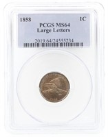 1858 US FLYING EAGLE LARGE LETTERS 1C COIN PCGS MS