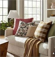 2-Pack Woven Plaid Pillow with Zipper Pull Brown
