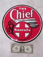 Sante Fe The Chief Round Porcelain Sign