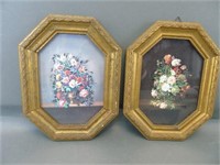 Wooden Vintage Florentine Floral Pictures
