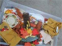 ASSORTED AUTUMN DECOR AND ROLLING TOTE