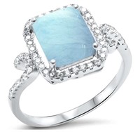 Sterling Silver Larimar Modern Ring