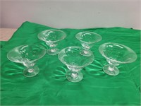 (5) Crystal Footed Compote Bowl's  6" wide