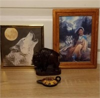 Indian Maiden Picture, Wolf Picture, Buffalo, &