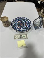 Decorative Plate, Etched Glass Candle Holder, etc