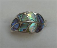 (XX) Ladies Sterling Silver Inlaid Abalone Ring