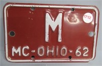 MC-Ohio-61 M License Plate. Original. Vintage.