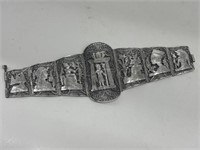 Vintage Egyptian Silver Filigree 7 Panel Bracelet