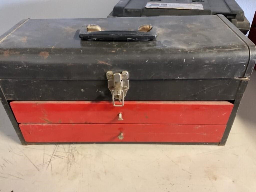 Metal tool box , side cutters, needle nose