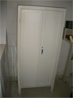 Wood 2 Door Cabinet W/Contents  24x13x54 Inches