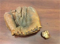 Vintage Ball Glove & Old Miniature Glove