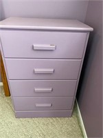 PURPLE PAINTED 4 DRAWER DRESSER