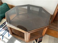 Glass top octagon coffee table