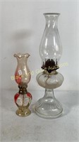 Vintage oil lamp with glass shade