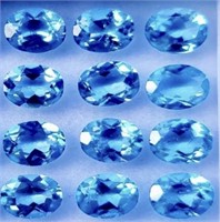 12 pieces of Natural Swiss Blue Topaz 6x4