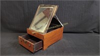 Antique Traveling Shaving Box With Mirror