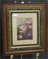 Floral Print in Antique Frame