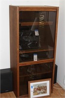 Vintage wooden & smoked glass stereo cabinet