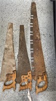 3 ANTIQUE HAND SAWS WITH WOOD HANDLES