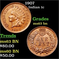 1907 Indian 1c Grades Select Unc BN