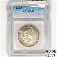 1948-D Franklin Half Dollar ICG MS66