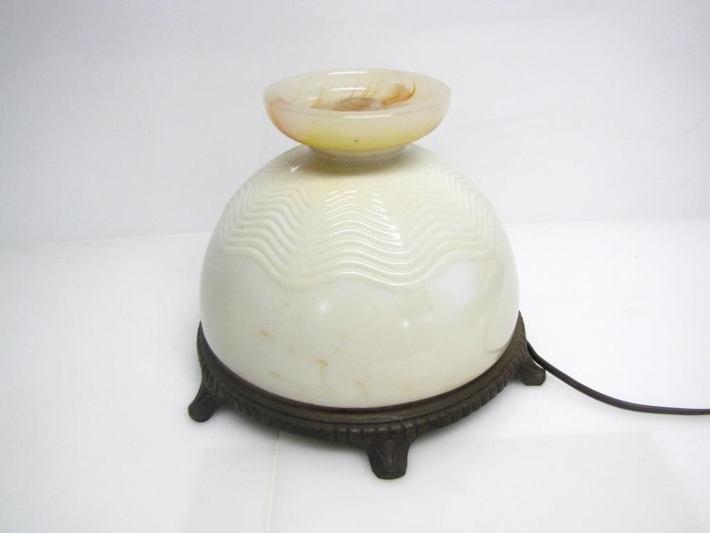 VINTAGE LOW TABLE LAMP W/ OPAL GLASS SHADE