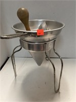 Food Mill W/ Wood Pestle/Pusher &