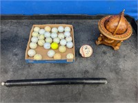 Golf balls, Baseballs, Globe, & Baton