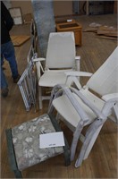 2-plastic patio chairs, 3-folding chairs &