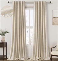 Nanspring Blackout Taupe Linen Curtains 96” Long