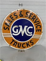 Double sided porcelain GMC trucks dealer