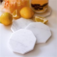 SET OF 4 ZEAL LIVING WHITE MARBLE COASTERS