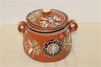 MEXICAN POTTERY COVERED POT